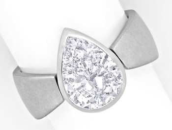 Foto 1 - Tropfen Diamant 2,30ct in 18K Weißgold-Ring Handarbeit, R1442