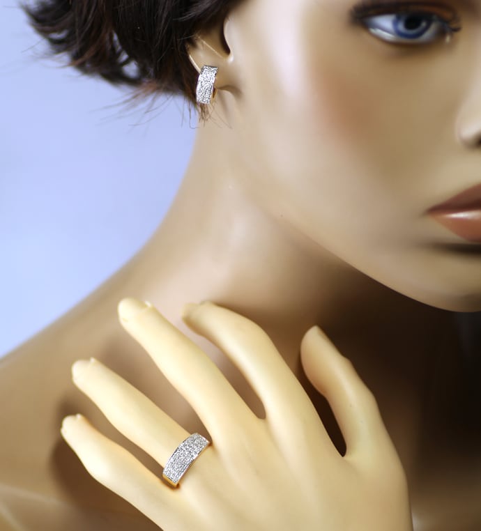 Foto 5 - Schmuckset Ohrringe und Ring mit 100 Diamanten 14K Gold, S2456