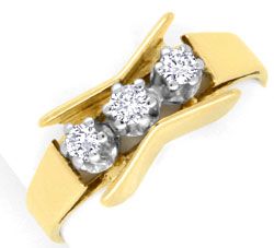 Foto 1 - Brillant-Ring Gelbgold-Weißgold 3 Diamanten, S3700