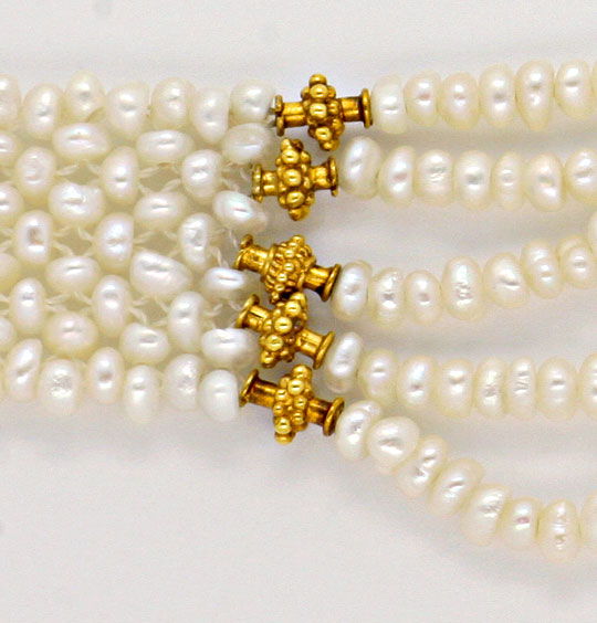 Foto 4 - Altes Gold-Collier mit Gemme und über 1200 Zucht-Perlen, S4044
