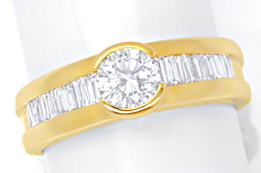 Foto 2 - Brillant-Solitär Ring mit Diamant Baguetten, S6433